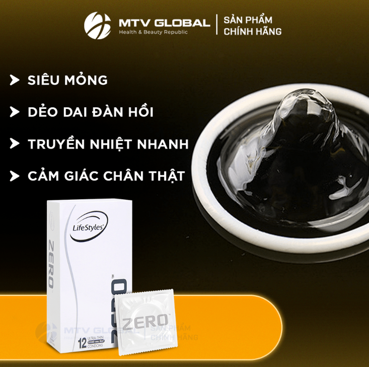 Bao Cao Su Lifestyles Zero Siêu Mỏng Size 52mm
