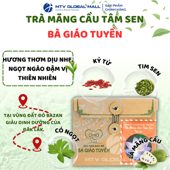 Trà Mãng Cầu Xiêm Tâm Sen Bà Giáo Tuyền 25 Túi Lọc