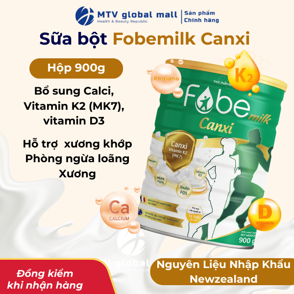 Sữa bột Fobe milk canxi bổ xương khớp Hộp 900g - MTV Global Mall