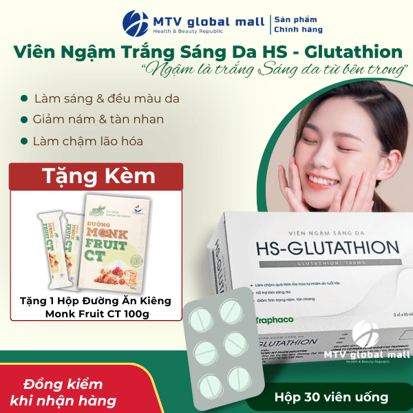viên ngậm trắng da glutathione 100mg Viên Ngậm Trắng Da Glutathione 100mg Nhập Khẩu Italy - Cải Thiện Tone Da  Trắng Sáng Đều Màu Hiệu Quả